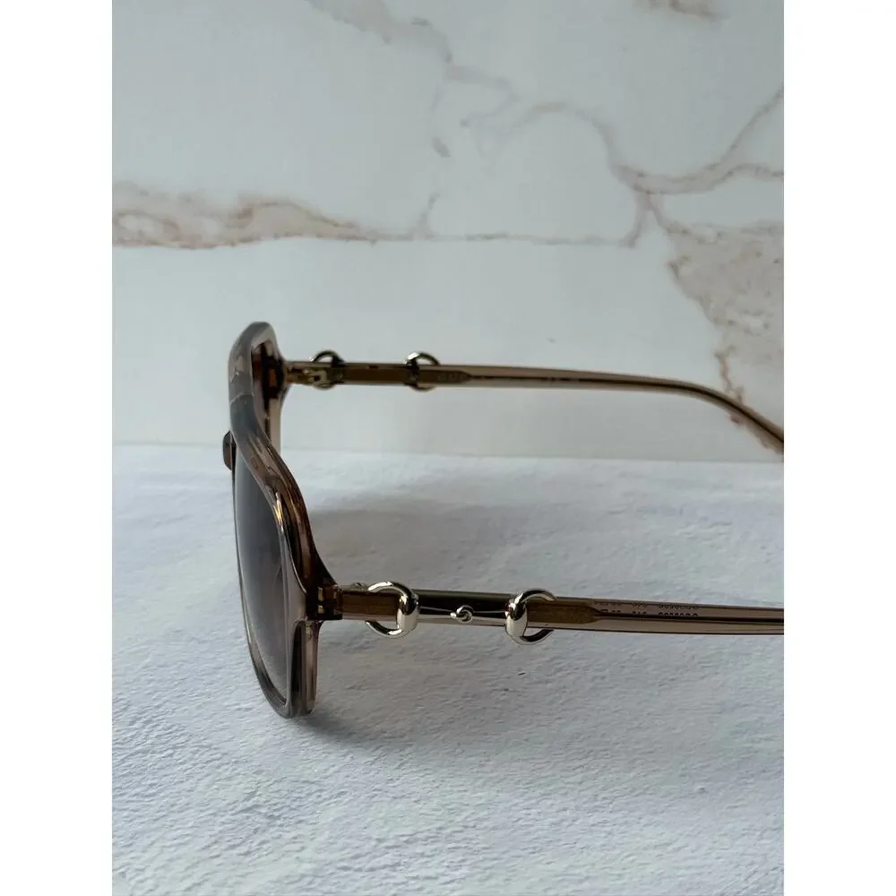 NEW Gucci GG2052S Brown Horsebit Aviator Sunglasses $515
